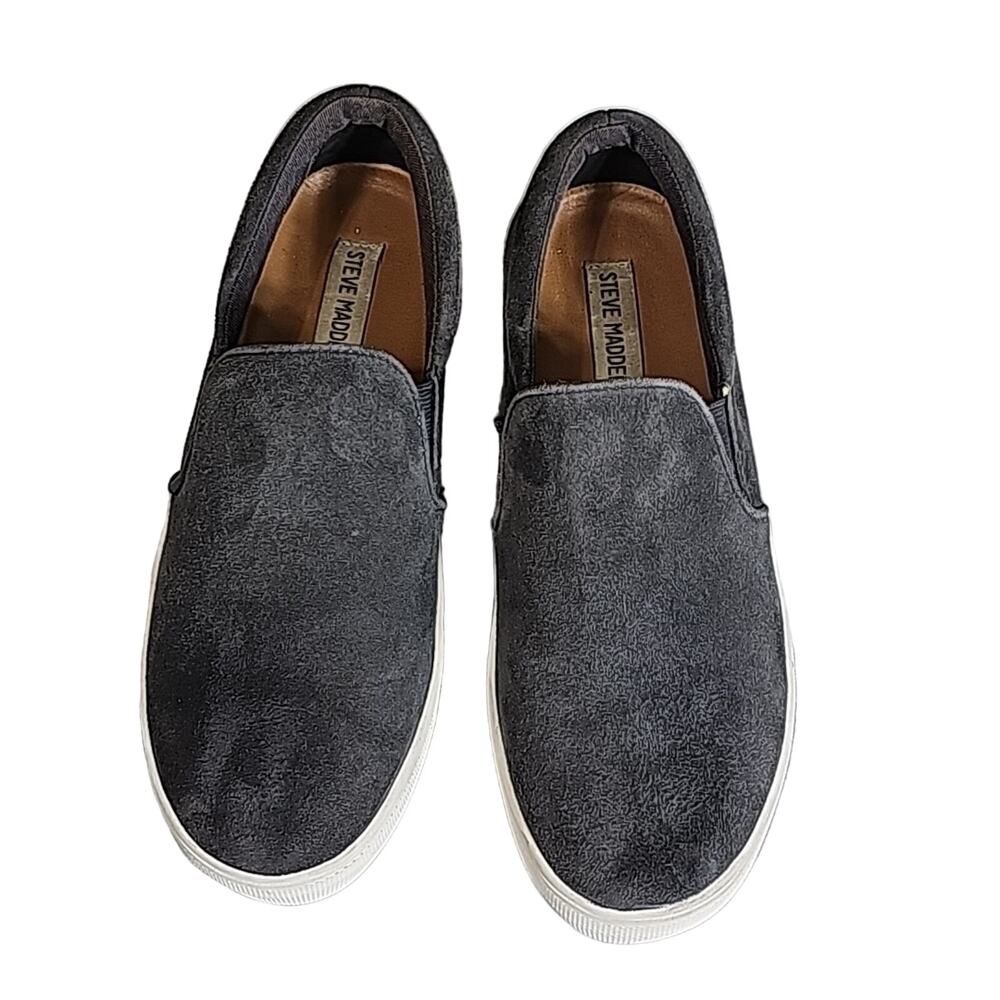 Steve Madden Womens Sz 7.5 Gills Gray Suede Platform Slip On Sneakers